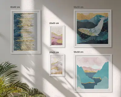 Cuadro de galería de arte diseño de montañas abstractas en estilo marino moderno