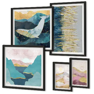 Cuadro de galería de arte diseño de montañas abstractas en estilo marino moderno