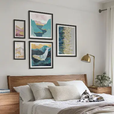 Cuadro de galería de arte diseño de montañas abstractas en estilo marino moderno