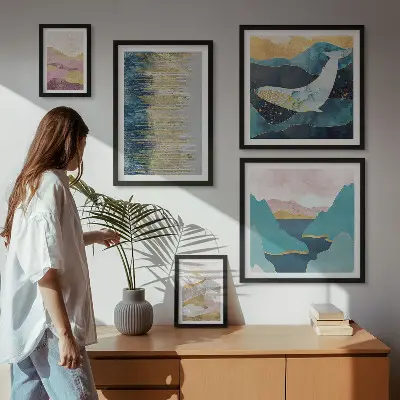 Cuadro de galería de arte diseño de montañas abstractas en estilo marino moderno