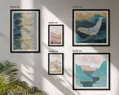 Cuadro de galería de arte diseño de montañas abstractas en estilo marino moderno