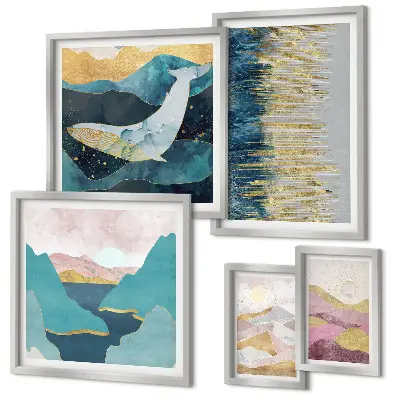 Cuadro de galería de arte diseño de montañas abstractas en estilo marino moderno