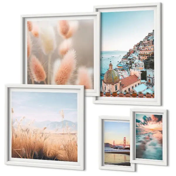 Conjunto de cuadros decorativos con paisajes costeros y naturaleza