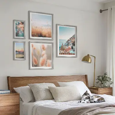 Conjunto de cuadros decorativos con paisajes costeros y naturaleza