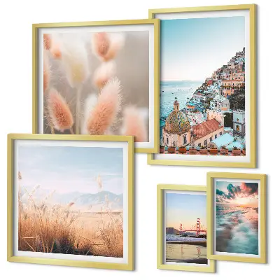 Conjunto de cuadros decorativos con paisajes costeros y naturaleza