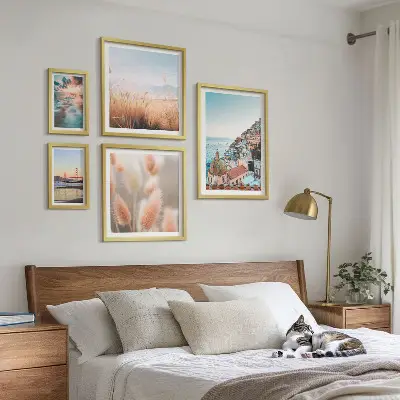 Conjunto de cuadros decorativos con paisajes costeros y naturaleza