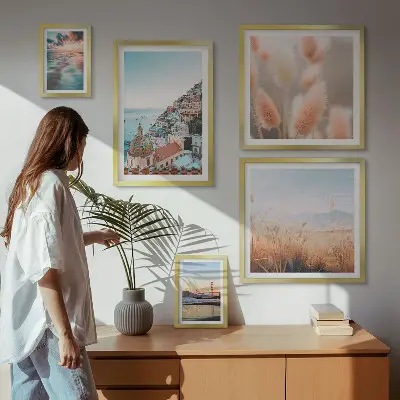 Conjunto de cuadros decorativos con paisajes costeros y naturaleza