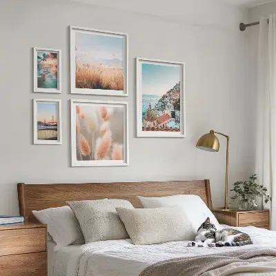Conjunto de cuadros decorativos con paisajes costeros y naturaleza