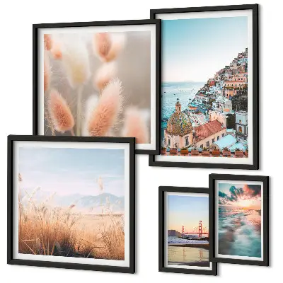 Conjunto de cuadros decorativos con paisajes costeros y naturaleza