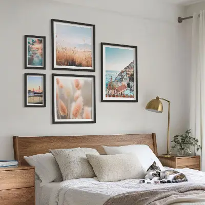 Conjunto de cuadros decorativos con paisajes costeros y naturaleza