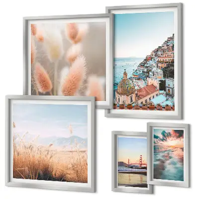 Conjunto de cuadros decorativos con paisajes costeros y naturaleza