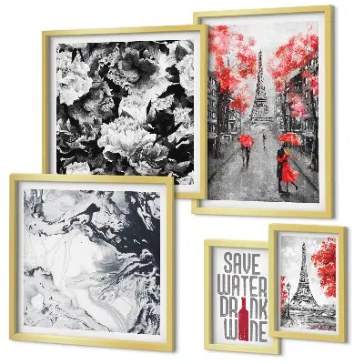 Pared galería de arte diseño de flores y estampados parisinos