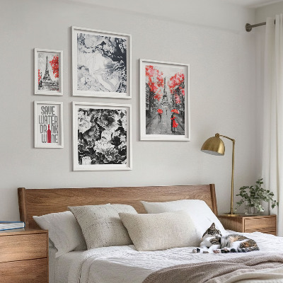 Pared galería de arte Flores y estampados parisinos