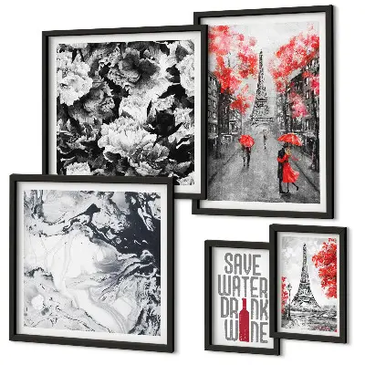 Pared galería de arte diseño de flores y estampados parisinos