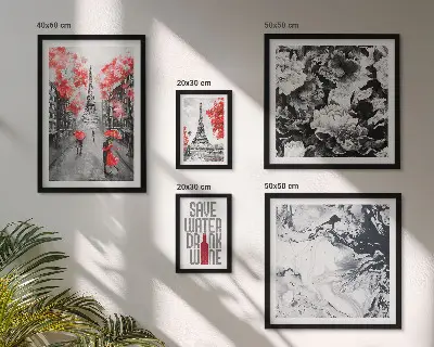 Pared galería de arte diseño de flores y estampados parisinos