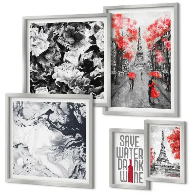 Pared galería de arte diseño de flores y estampados parisinos
