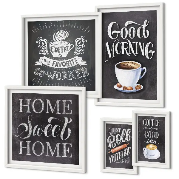Conjunto de cuadros decorativos para cafés rústicos