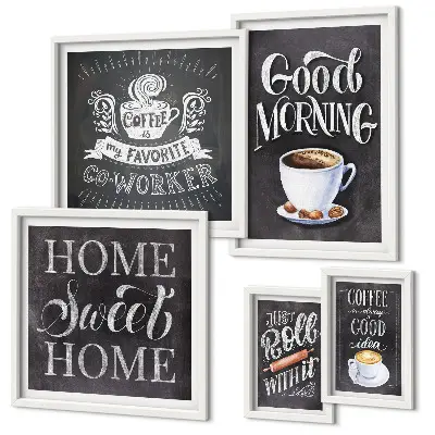 Conjunto de cuadros decorativos para cafés rústicos