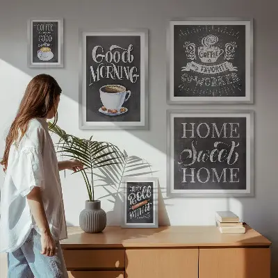 Conjunto de cuadros decorativos para cafés rústicos