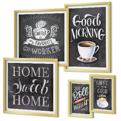 Conjunto de cuadros decorativos para cafés rústicos