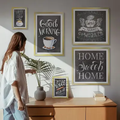 Conjunto de cuadros decorativos para cafés rústicos