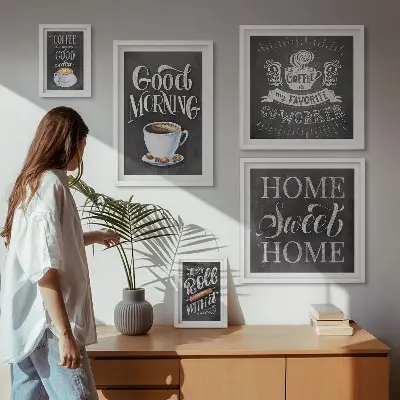 Conjunto de cuadros decorativos para cafés rústicos