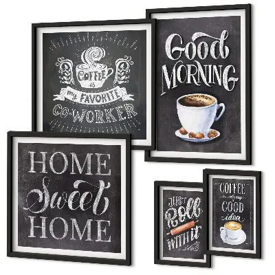 Conjunto de cuadros decorativos para cafés rústicos