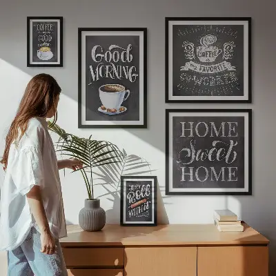 Conjunto de cuadros decorativos para cafés rústicos