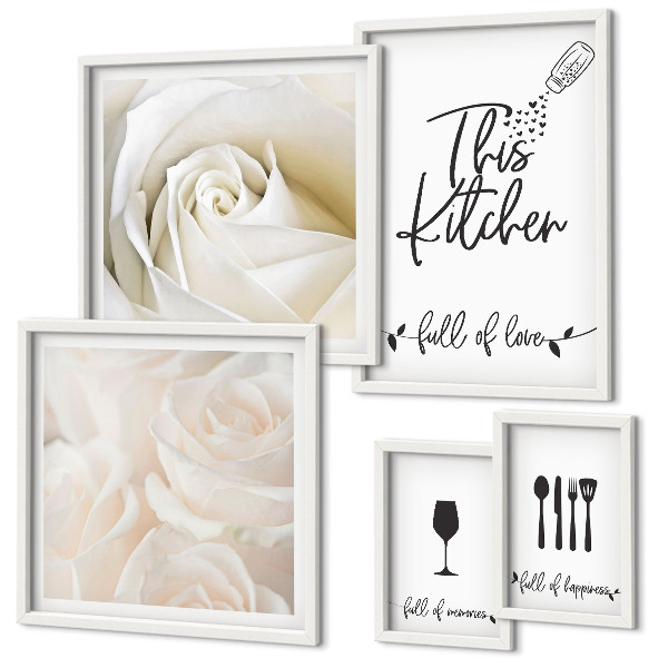 Set de 5 cuadros para salón Decoración de cocina elegante con plantas