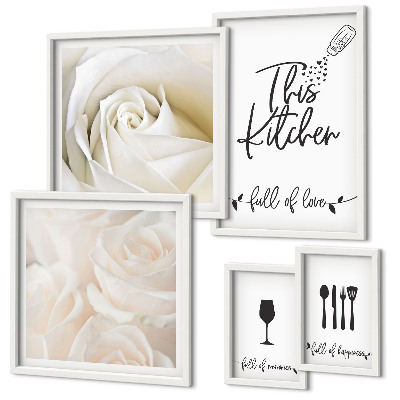 Set de 5 cuadros para salón Decoración de cocina elegante con plantas