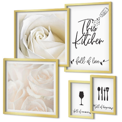 Set de 5 cuadros para salón Decoración de cocina elegante con plantas