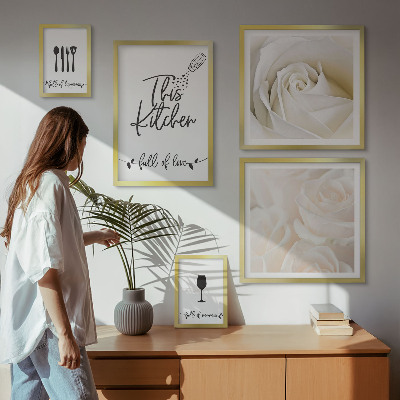 Set de 5 cuadros para salón Decoración de cocina elegante con plantas