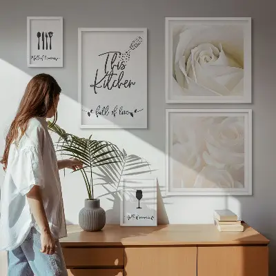Set de 5 cuadros para salón con diseño de plantas para una decoración de cocina elegante