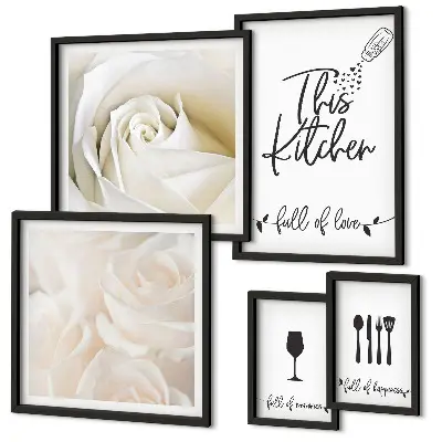 Set de 5 cuadros para salón con diseño de plantas para una decoración de cocina elegante