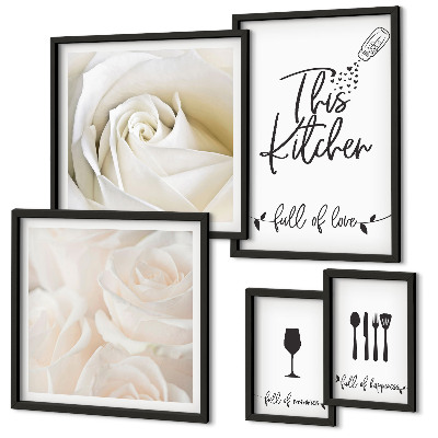 Set de 5 cuadros para salón Decoración de cocina elegante con plantas