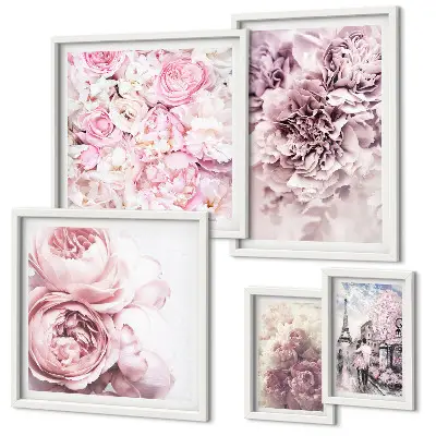 Conjunto de cuadros decorativos con diseño de arreglos florales vintage