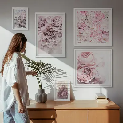 Conjunto de cuadros decorativos con diseño de arreglos florales vintage