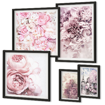 Conjunto de cuadros decorativos Arreglos florales vintage