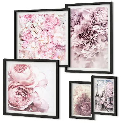 Conjunto de cuadros decorativos con diseño de arreglos florales vintage