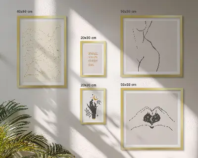 Set de 5 cuadros para salón con motivos espaciales minimalistas