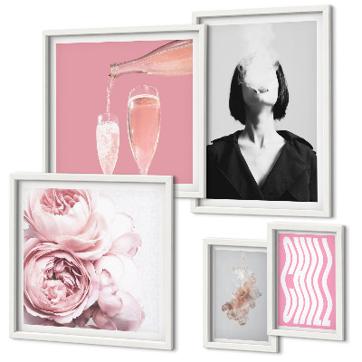 Pared galería de arte Mujer fumando vino frío