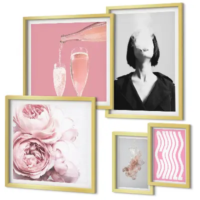 Cuadro decorativo Mujer fumando con vino frío diseño estilo galería de arte para pared