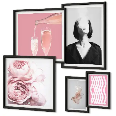 Cuadro decorativo Mujer fumando con vino frío diseño estilo galería de arte para pared