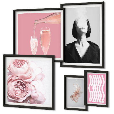 Pared galería de arte Mujer fumando vino frío