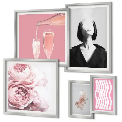 Cuadro decorativo Mujer fumando con vino frío diseño estilo galería de arte para pared