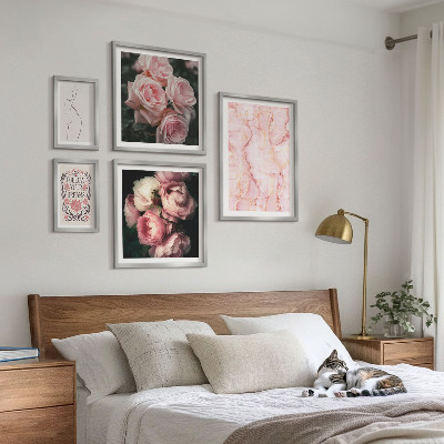 Conjunto de cuadros decorativos Flores rosas estilo boho