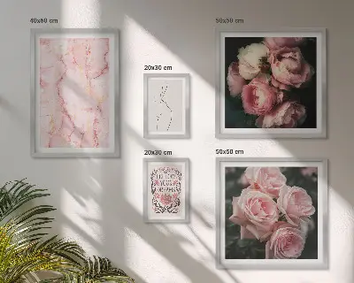 Conjunto de cuadros decorativos diseño de flores rosas estilo boho