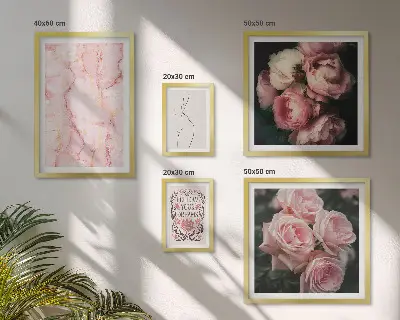 Conjunto de cuadros decorativos diseño de flores rosas estilo boho