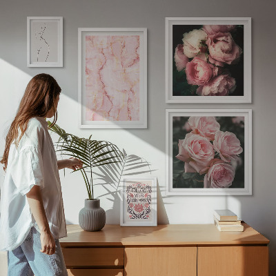 Conjunto de cuadros decorativos Flores rosas estilo boho