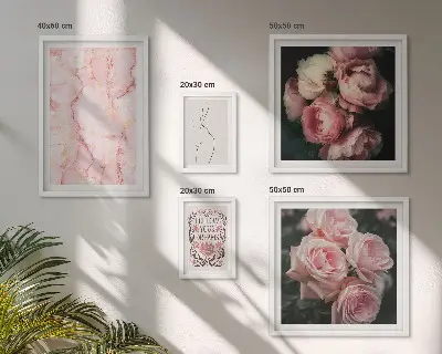 Conjunto de cuadros decorativos diseño de flores rosas estilo boho
